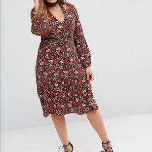 Alice & You Dress Floral Print And Neck Tie